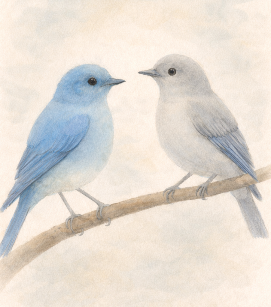 Mountain Bluebirds - male and female birds